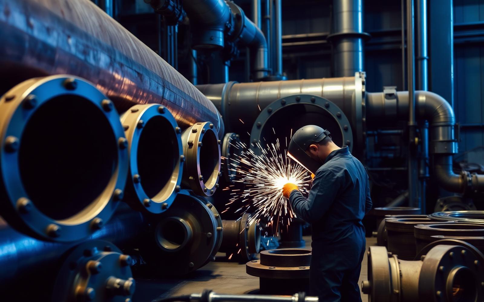 JRC welder fabricating industrial steel piping